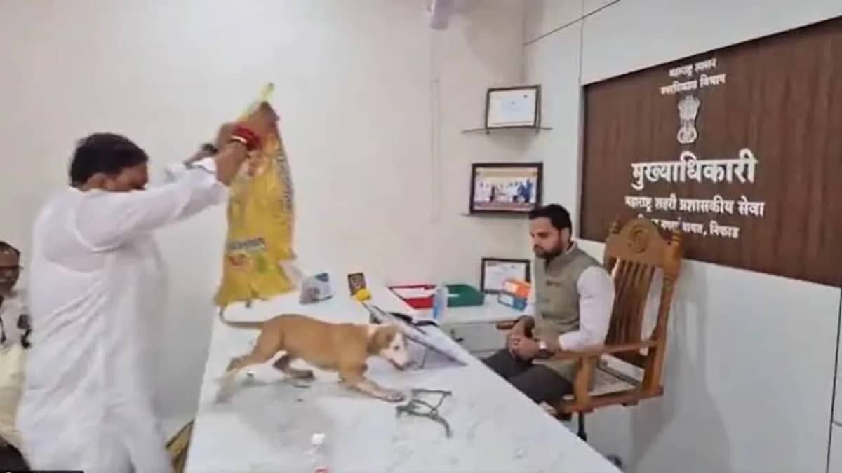 అధికారి ముందు కుక్క పిల్లలతో నిరసన.. షాకైన ప్రభుత్వ అధికారి!