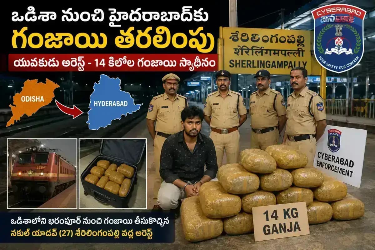 జార్డండ్ నుంచి హైదరాబాద్‌కు గంజాయి రవాణ | 14 కిలోల గంజాయితో యువకుడి అరెస్టు