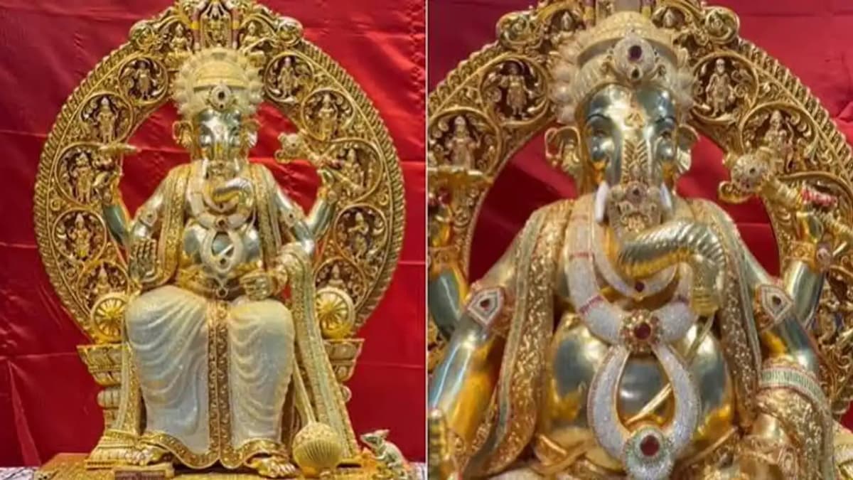 హైదరాబాద్ లో బంగారం,అమెరికన్ డైమండ్లతో కొలువుదీరిన గణపయ్య
